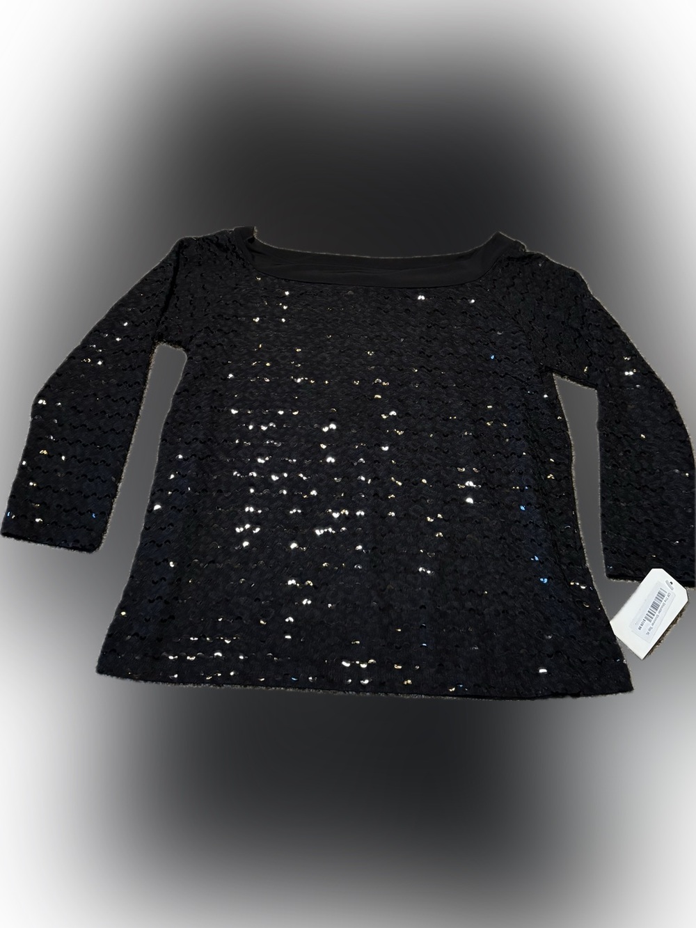 233. Clara Sun Woo Black Sequin Long Sleeve Off The Shoulder Top Size XL
